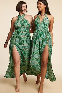 Jade Sari Wrap Maxi Dress - boho Elegance Redefined!