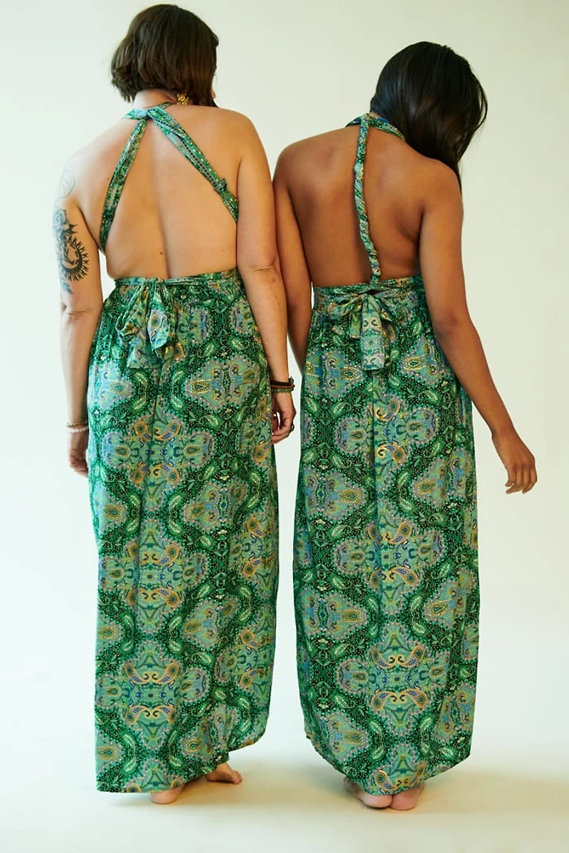 Jade Sari Wrap Maxi Dress - boho Elegance Redefined!