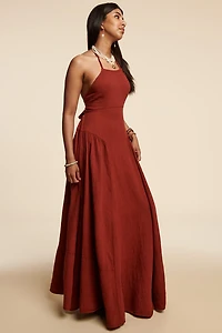 Free-Spirited Style - Red Clay Halter Maxi Dress for boho Souls!