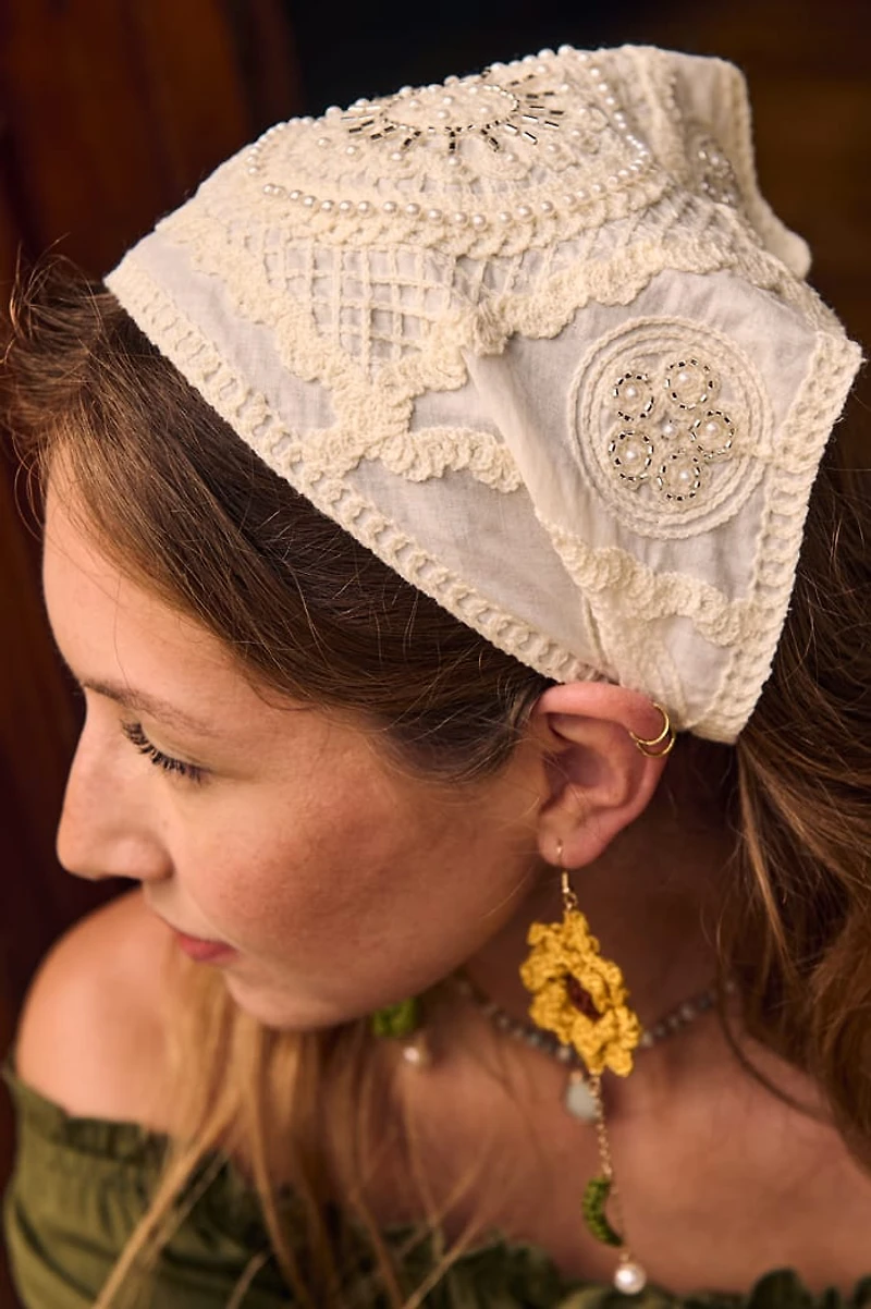 Buy Pearl Beaded Lace Hair Scarf Online at Earthbound Trading