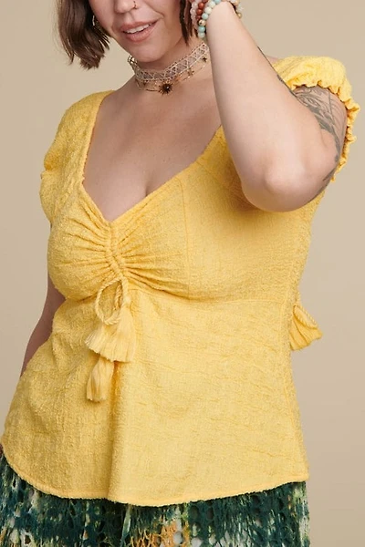 Yellow Drawstring Peasant Top
