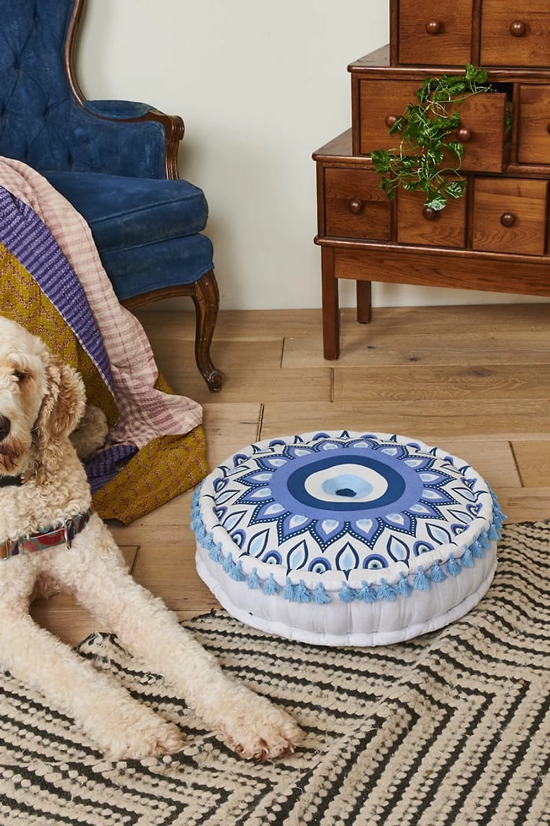 Buy Blue Evil Eye Meditation Pouf  Online at Earthbound Trading