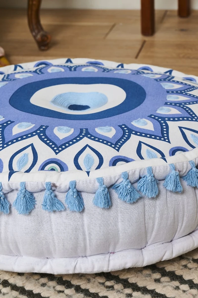 Buy Blue Evil Eye Meditation Pouf  Online at Earthbound Trading