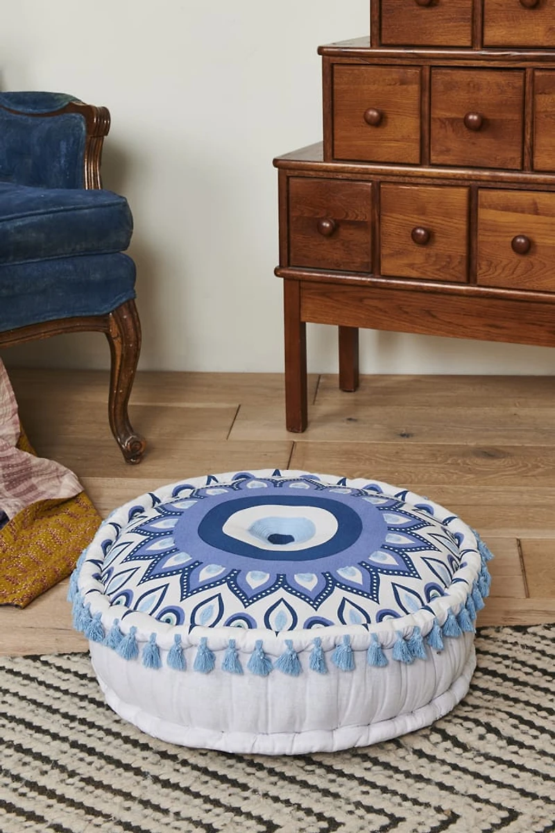 Buy Blue Evil Eye Meditation Pouf Online at Earthbound Trading