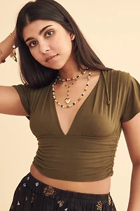 Shop Clary Woods Cap Sleeve Top - Soft boho Forest Tones