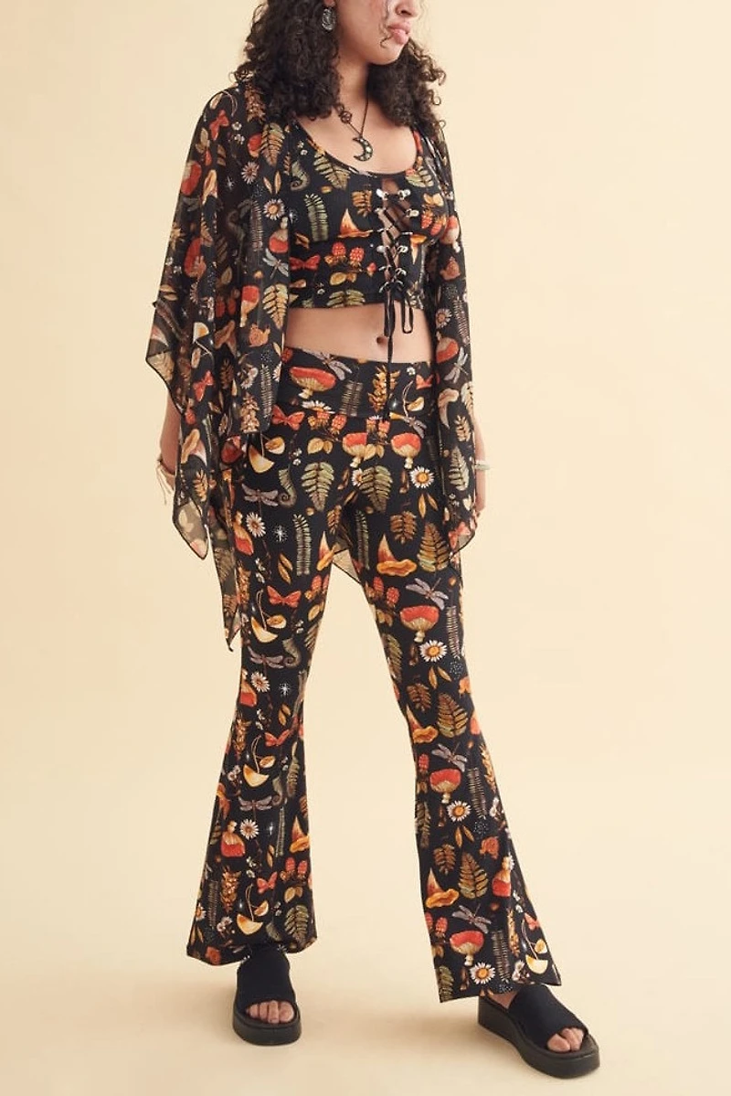 Shop Woodland Mushroom Flare Pants - boho Statement Style