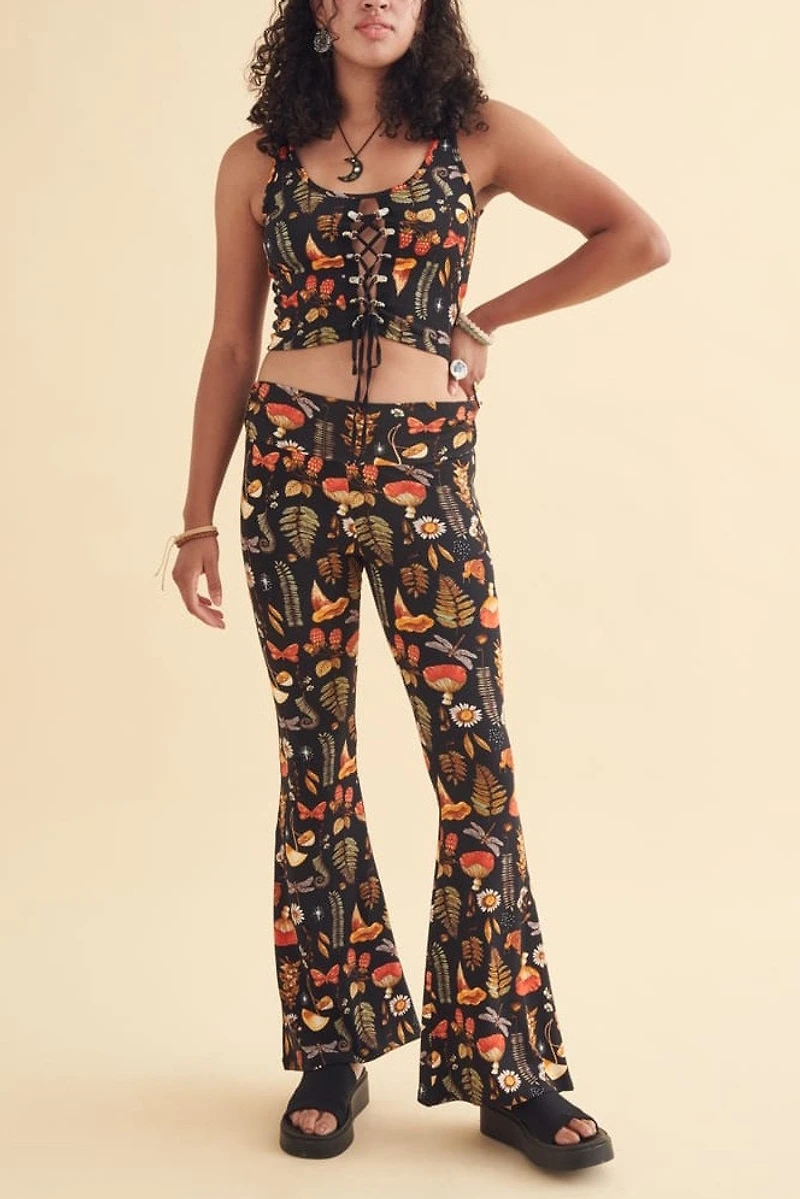 Shop Woodland Mushroom Flare Pants - boho Statement Style