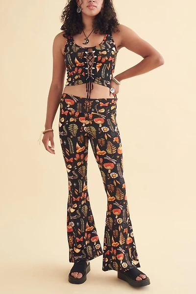 Shop Woodland Mushroom Flare Pants - boho Statement Style
