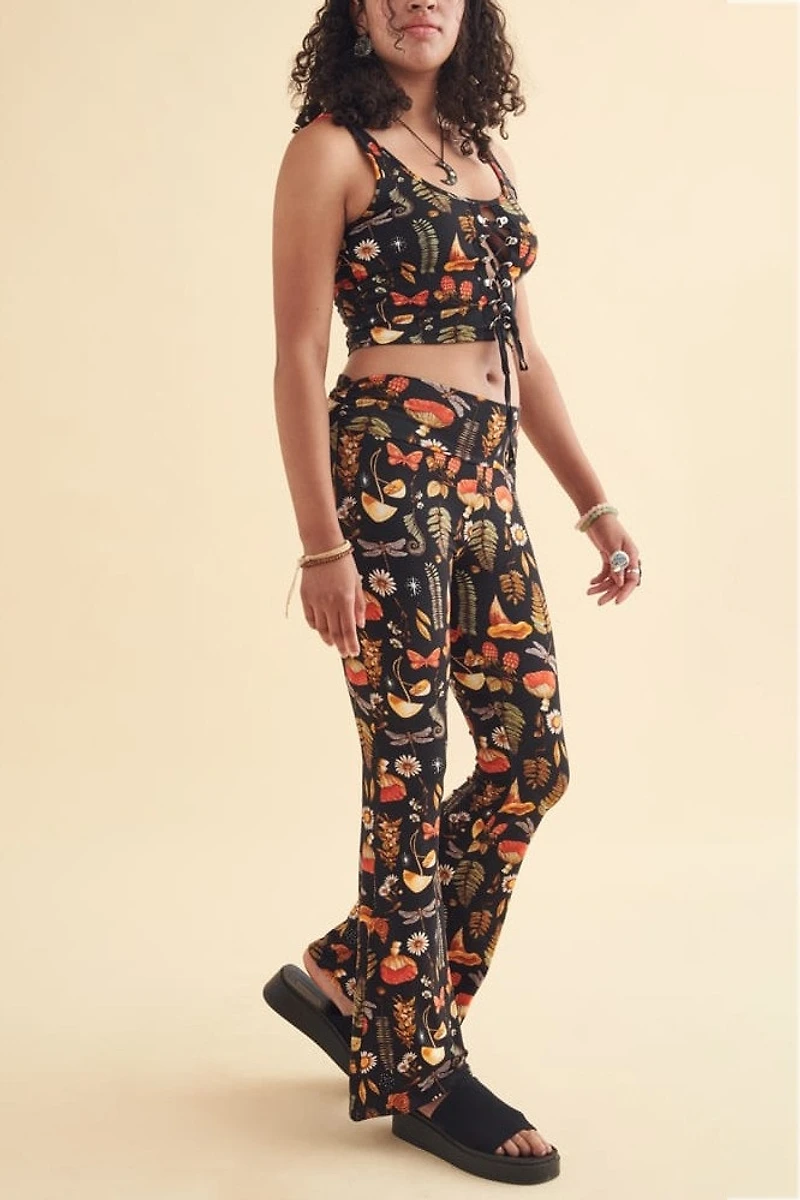 Shop Woodland Mushroom Flare Pants - boho Statement Style
