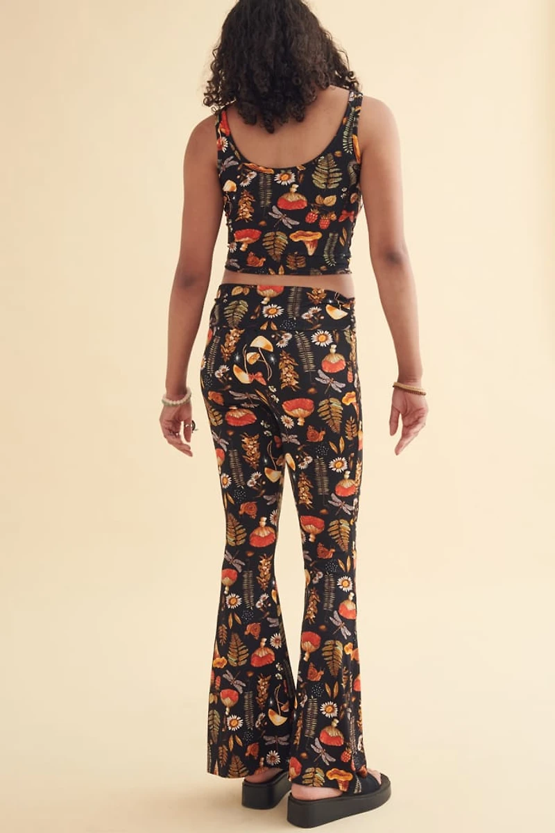 Shop Woodland Mushroom Flare Pants - boho Statement Style