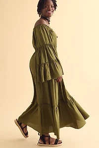 Channel boho Elegance with Forest Green Peasant Dress - Order Now