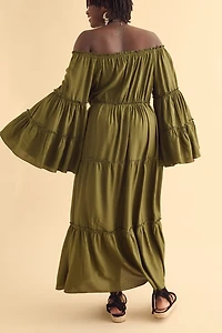 Channel boho Elegance with Forest Green Peasant Dress - Order Now