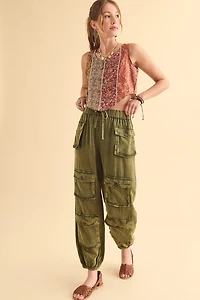 Green Acid Cargo Jogger Pants