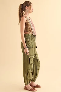 Green Acid Cargo Jogger Pants