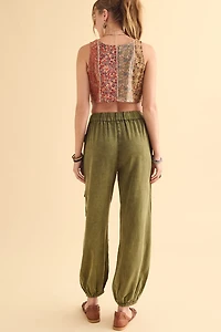 Green Acid Cargo Jogger Pants