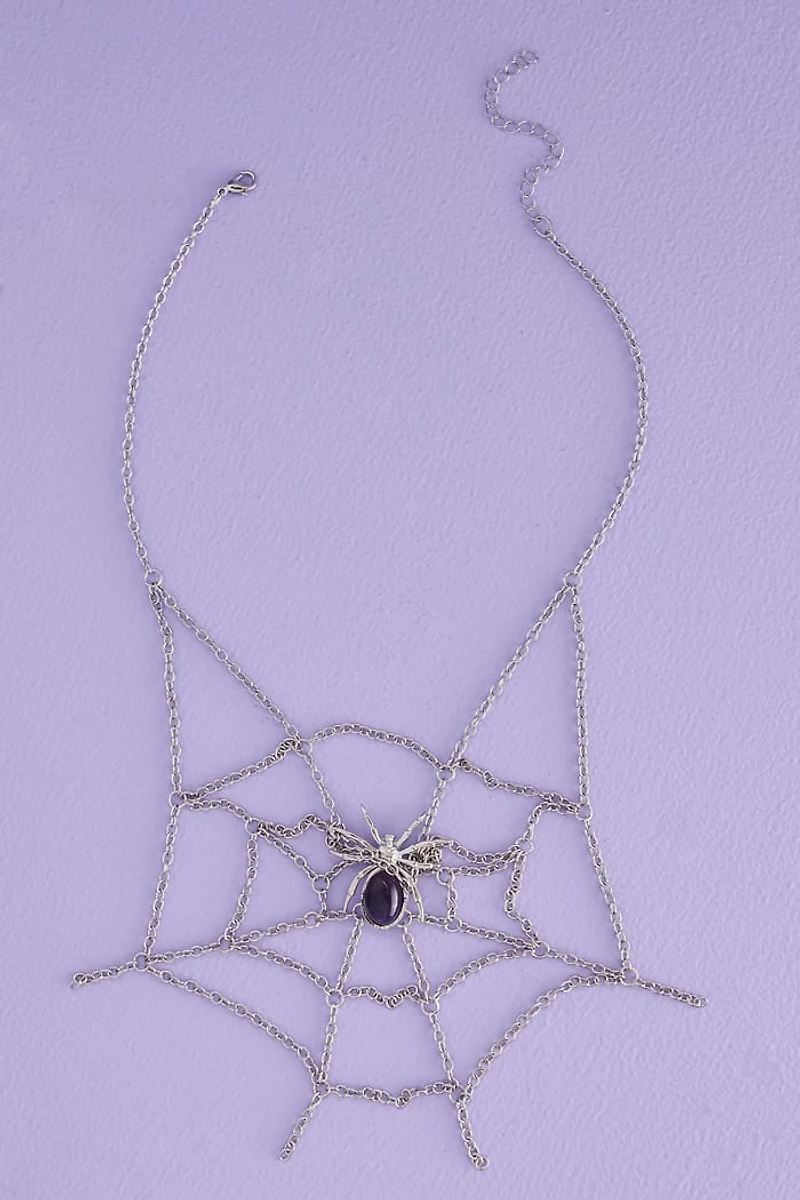 Buy Amethyst Spider Web Drape Necklace Online at Earthbound Trading