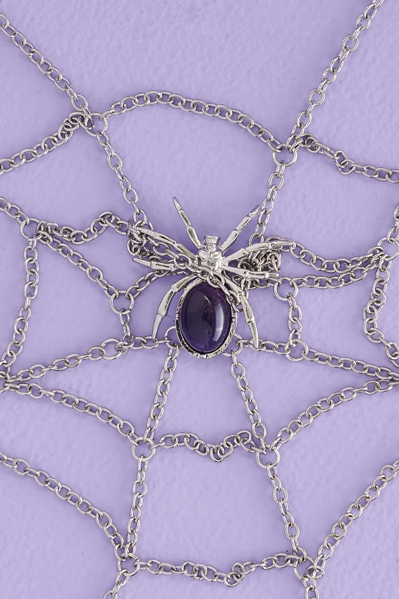 Buy Amethyst Spider Web Drape Necklace Online at Earthbound Trading