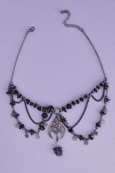Crystal Rose Draped Necklace