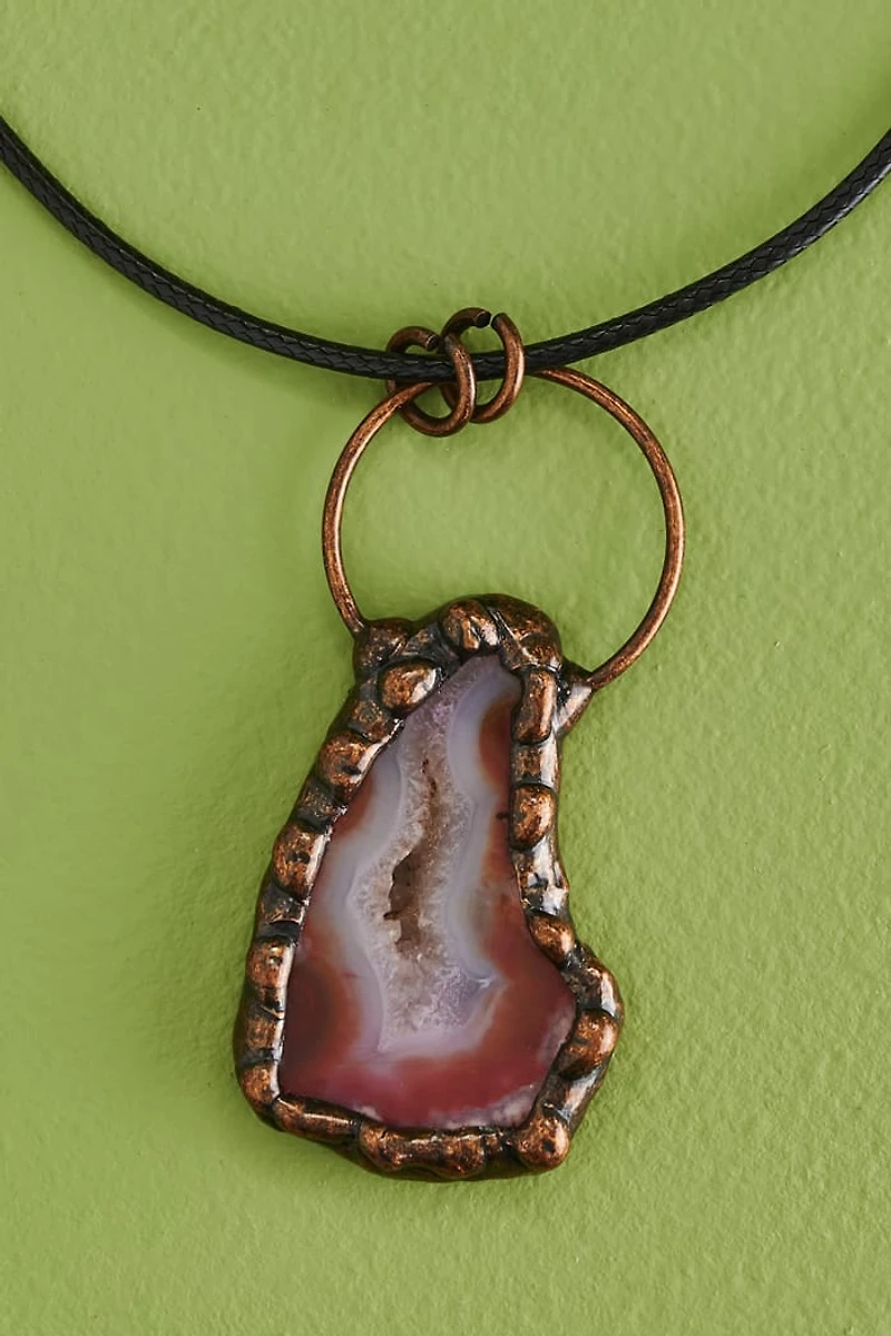 Buy Orange Agate Brass Slice Cord Necklace Online at Earthbound Trading