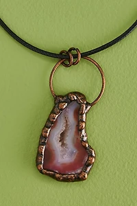 Buy Orange Agate Brass Slice Cord Necklace Online at Earthbound Trading