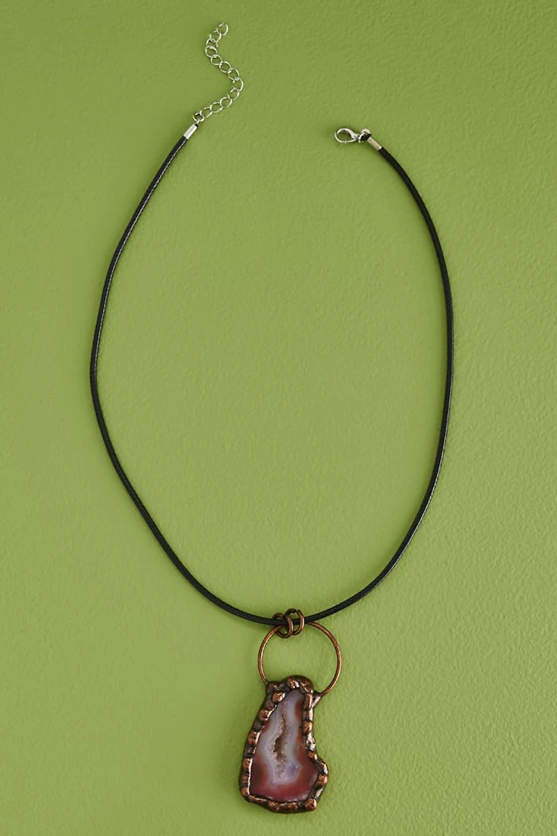 Buy Orange Agate Brass Slice Cord Necklace Online at Earthbound Trading