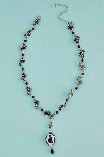 Sphynx Cat Cameo Lariat Necklace