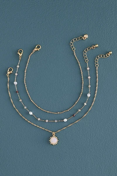 Opalite Sun Charm Anklet Set