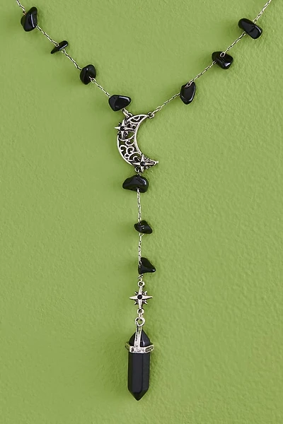 Shop Onyx Moon Lariat Necklace - Mystical boho Jewelry