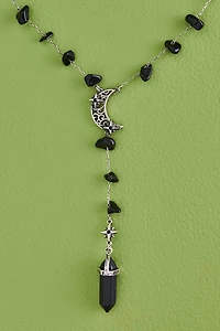 Shop Onyx Moon Lariat Necklace - Mystical boho Jewelry