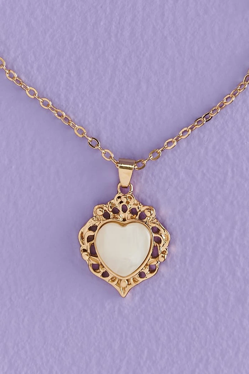 Buy Heart Gold Scroll Necklace Online at Earthbound Trading