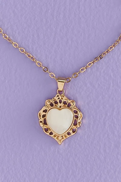 Heart Gold Scroll Necklace