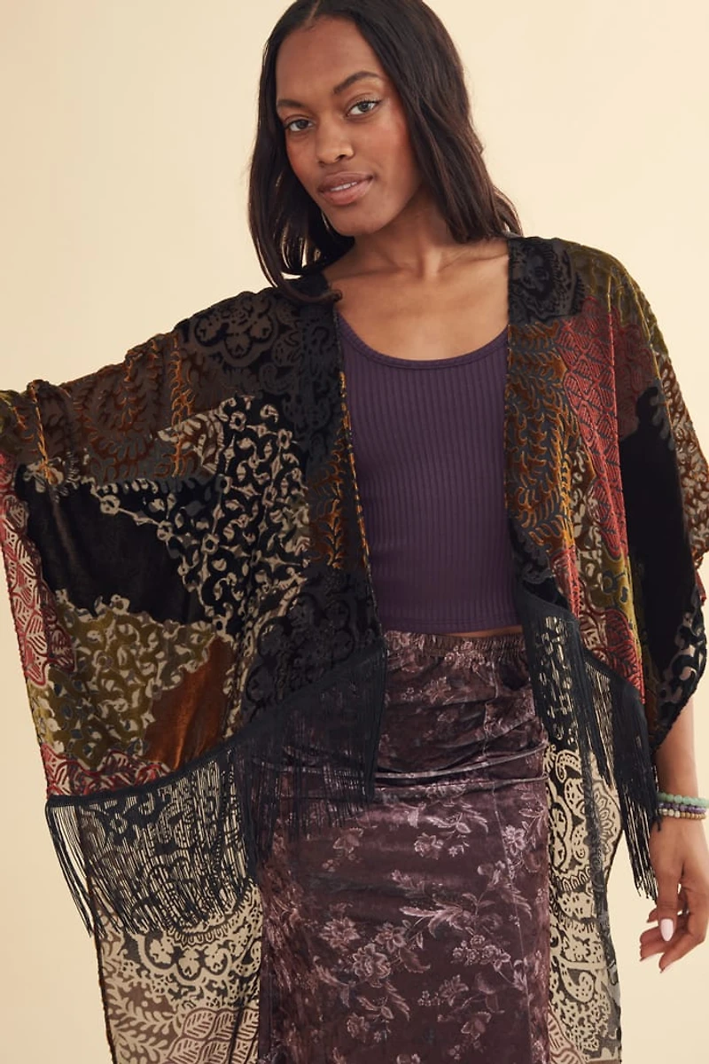 Buy Patchwork Velvet Burnout Shawl Online at Earthbound Trading