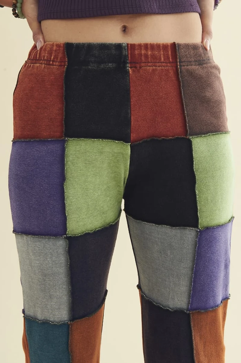 Assorted Rainbow Patchwork Flare Pants