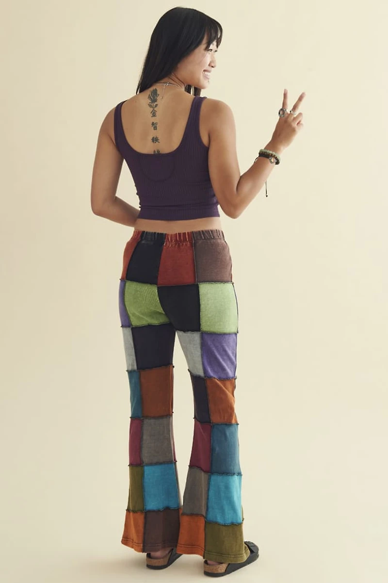 Assorted Rainbow Patchwork Flare Pants