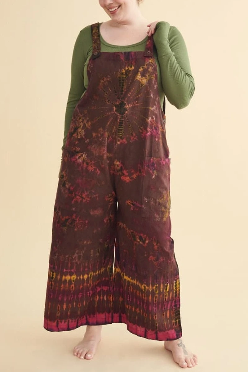 Shop Plum Tie - Dye boho Overalls Add a Hippie Touch to Your Wardrobe