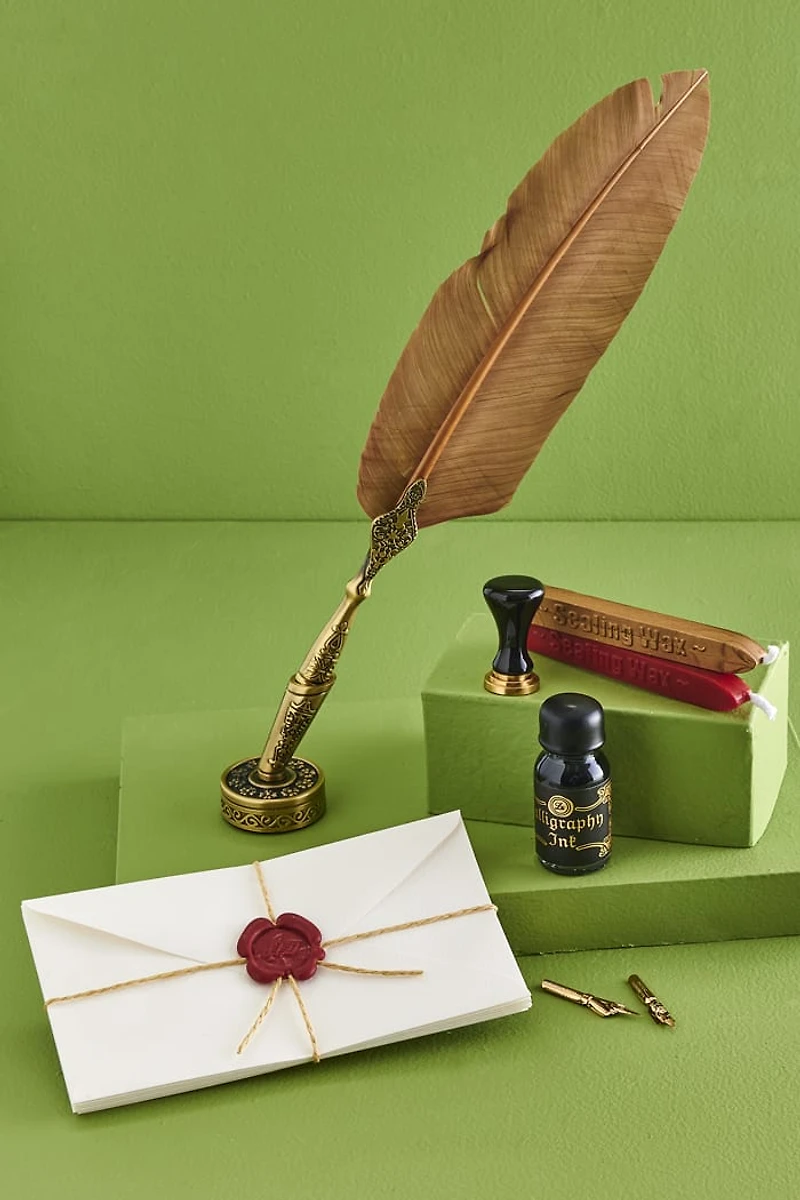 Buy Taupe Feather Calligraphy and Letter Writing Set Online at Earthbound Trading