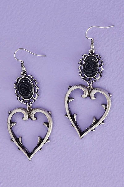 Rose Thorn Heart Earrings