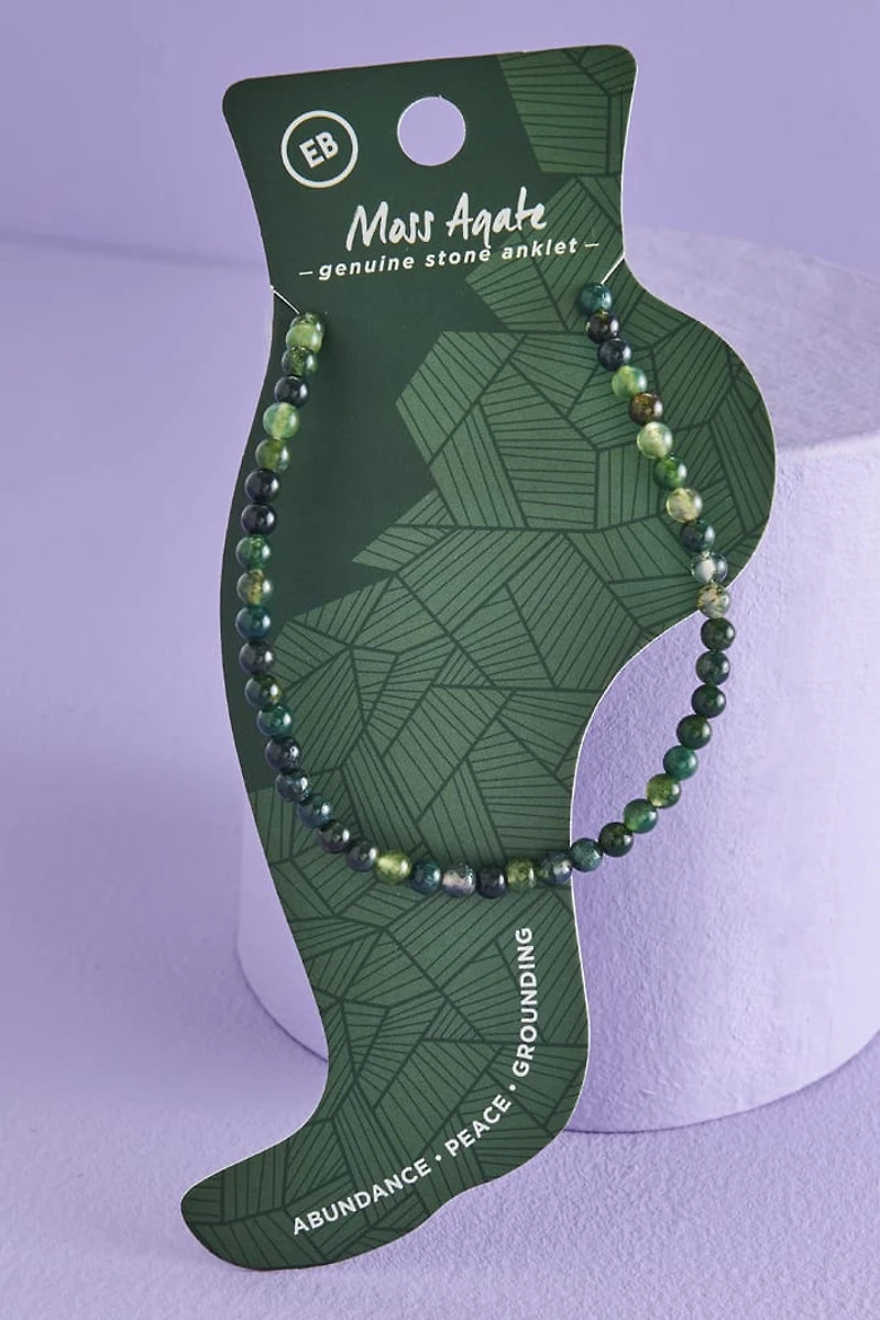 Buy Moss Agate Stretch Beaded Anklet Online at Earthbound Trading