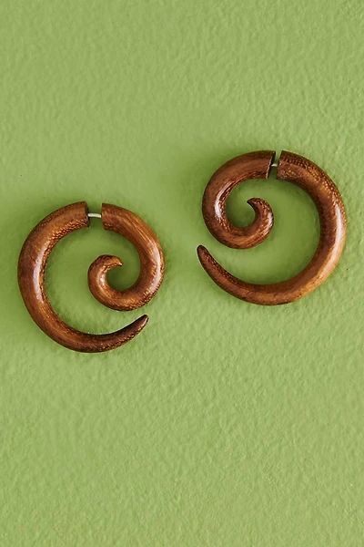 Buy Swirl Wood Faux Gauge Earrings Online at Earthbound Trading