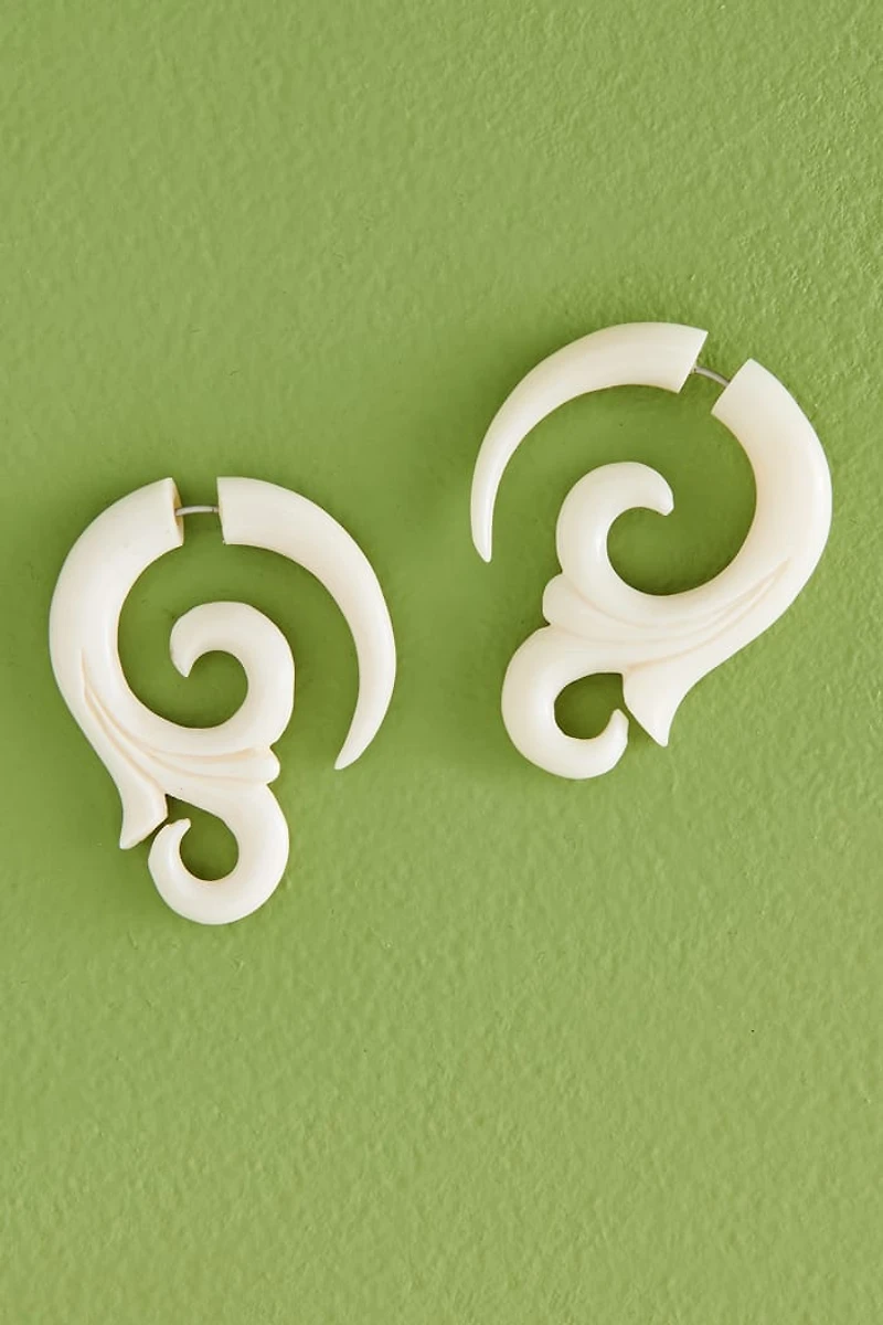 Buy Split Swirl Bone Faux Gauge Earrings Online at Earthbound Trading