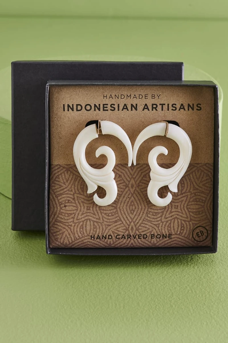 Buy Split Swirl Bone Faux Gauge Earrings Online at Earthbound Trading