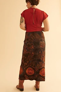 Rust Tie Dye Wrap Skirt - Hippie Maxi Skirt for boho Looks