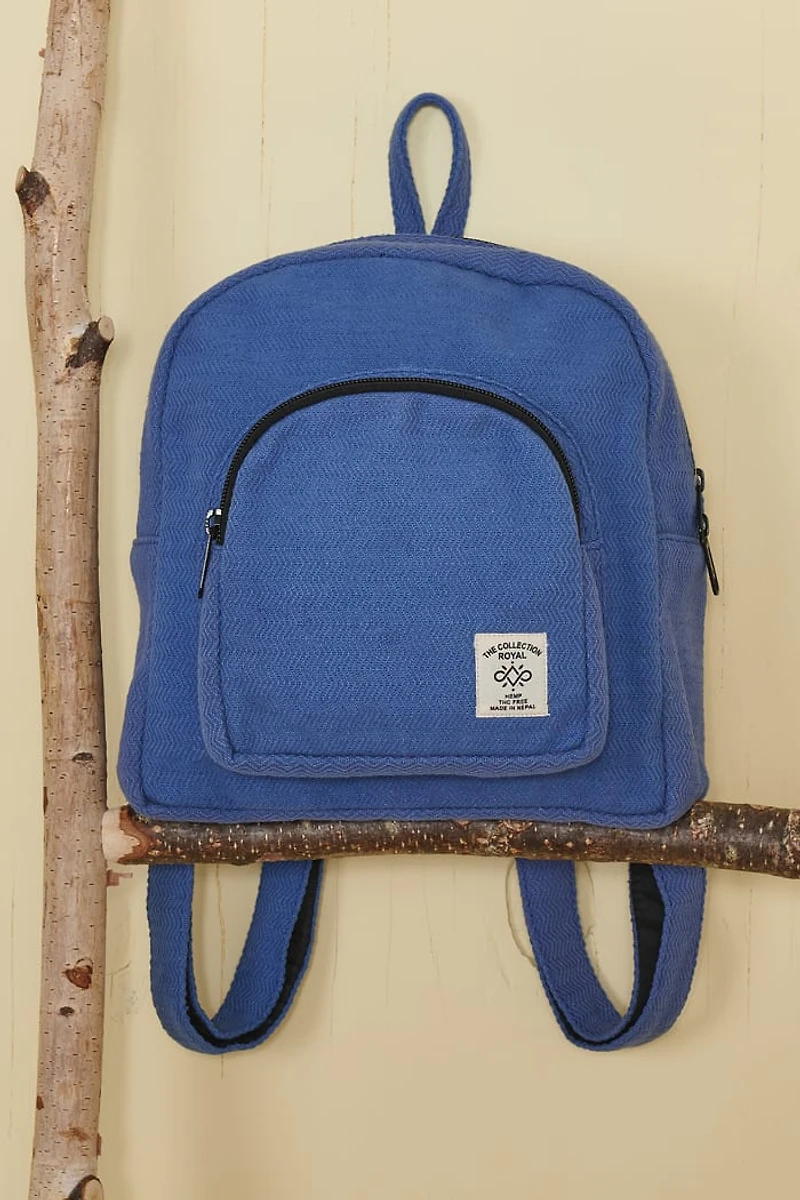 Buy Solid Blue Hemp Jacquard Backpack Online at Earthbound Trading