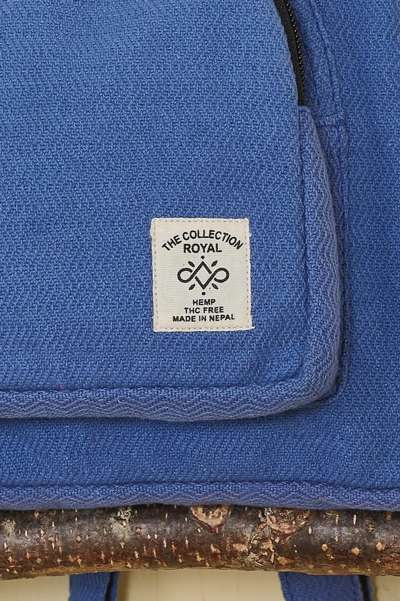 Buy Solid Blue Hemp Jacquard Backpack Online at Earthbound Trading