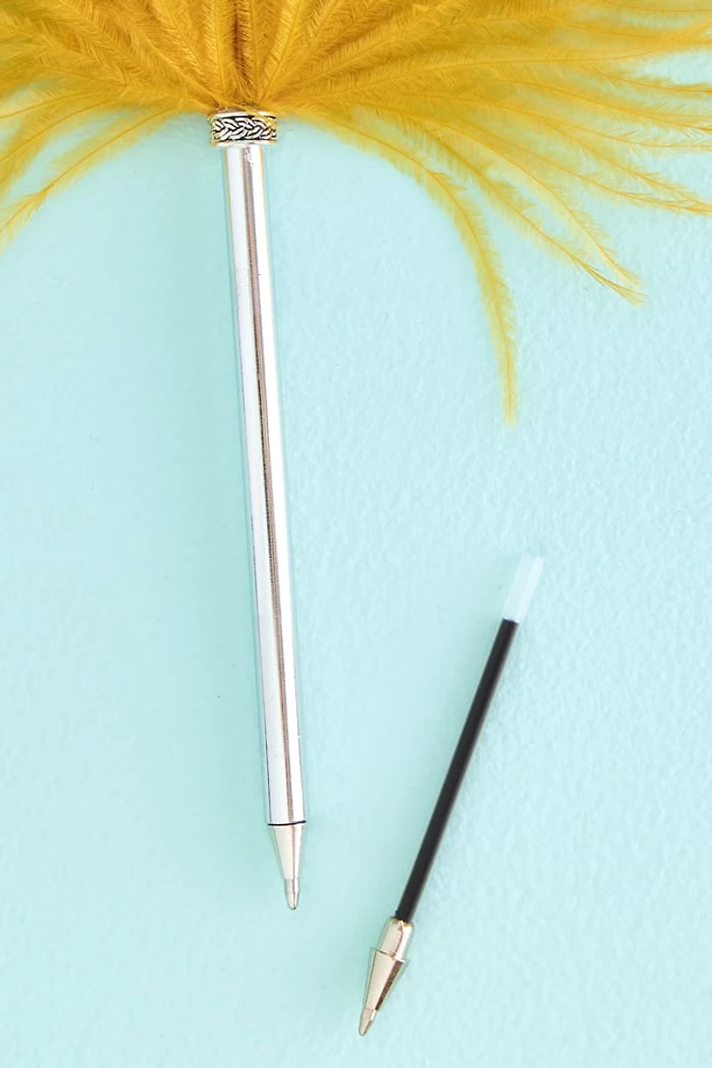 Buy Mustard Ostrich Feather Ink Pen Online at Earthbound Trading
