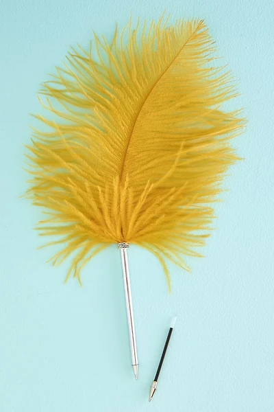 Mustard Ostrich Feather Ink Pen