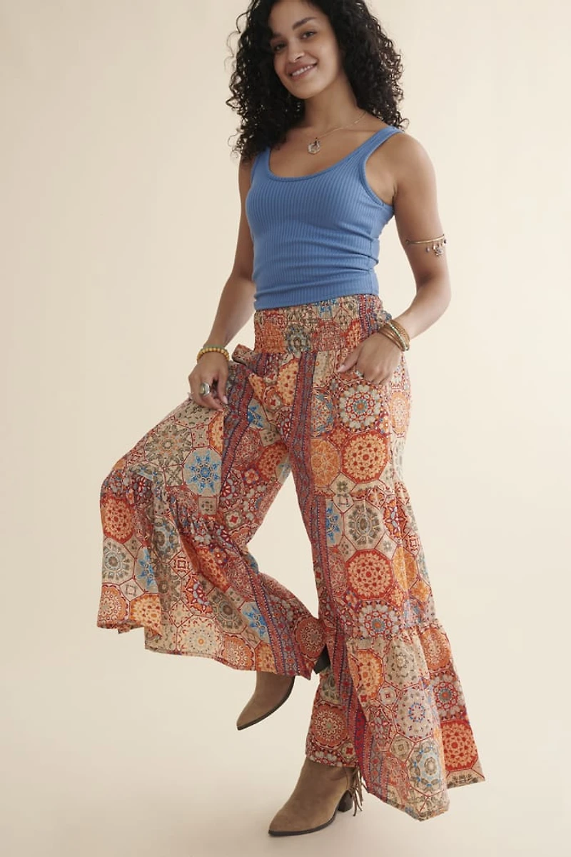 Buy Orange Tiered Sari Pants Online at Earthbound Trading