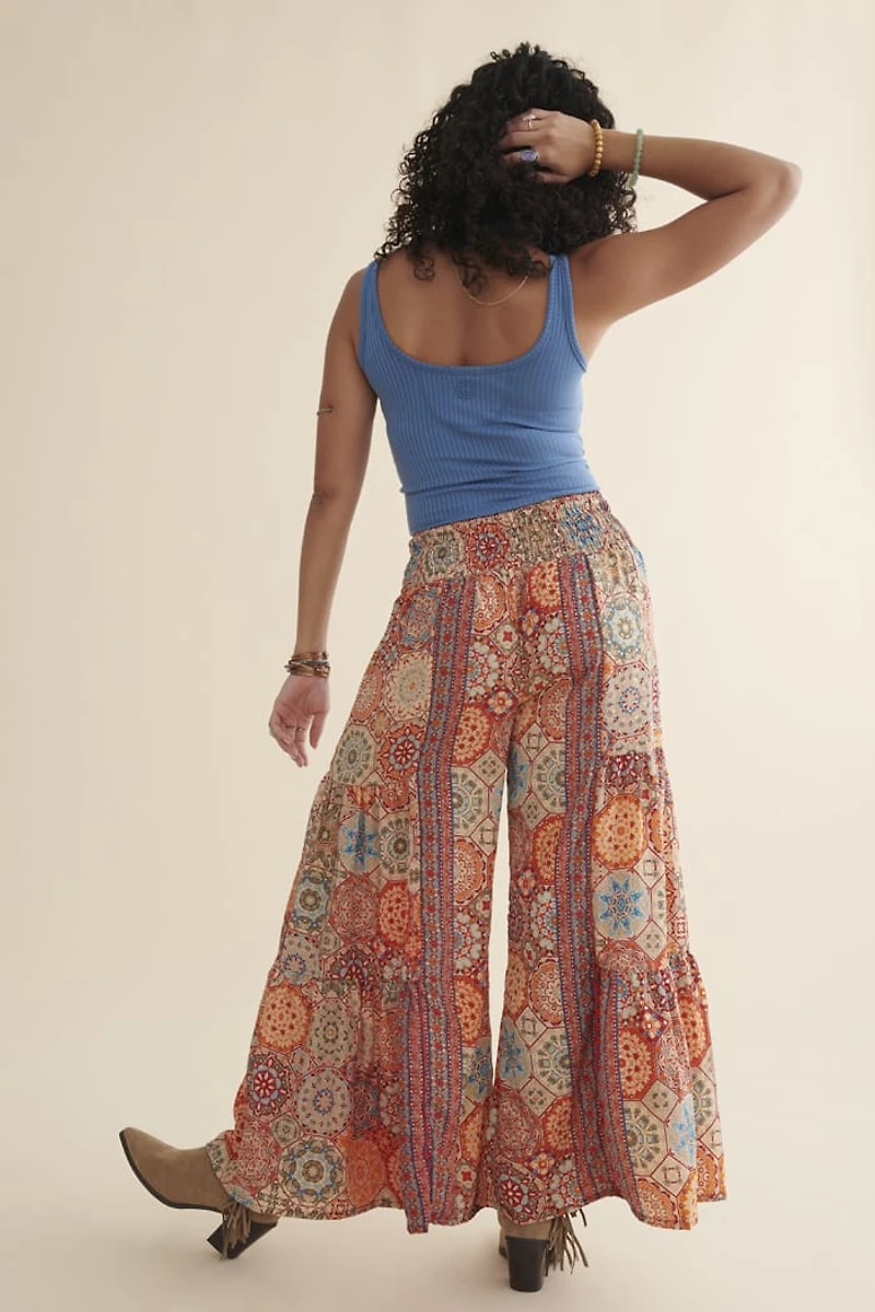 Buy Orange Tiered Sari Pants Online at Earthbound Trading