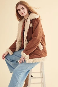 Buy Retro Corduroy Faux Fur Jacket Online at Earthbound Trading