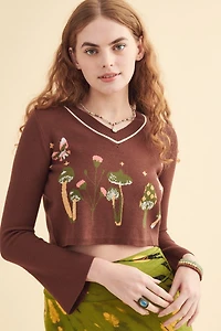 Buy Mushroom Bell Sleeve Cropped Sweater Online at Earthbound Trading